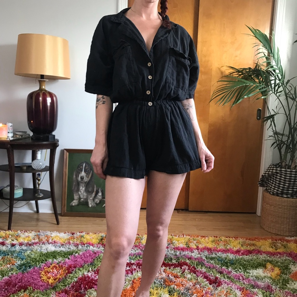 Jen’s Pirate Booty Black Short Sleeve Shorts Romper